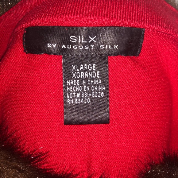 SILX RED CARDIGAN SWEATER WITH FUR COLLAR - Picture 5 of 5